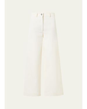 Akris Finn Cotton-Linen Gabardine Wide-Leg Pants - Natural