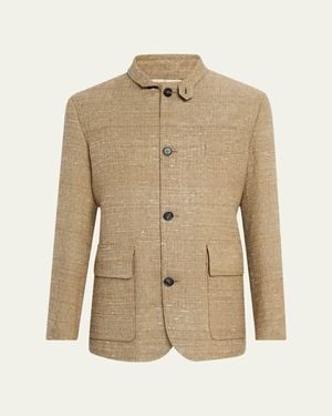 Loro Piana Linen And Silk Roadster Single-Breasted Jacket - Natural