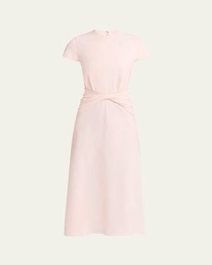 McQueen Twisted Waist Short-Sleeve Midi Dress - Pink