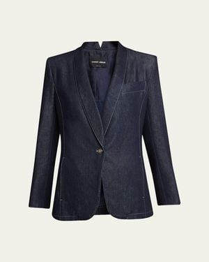 Giorgio Armani Single-Button Denim Blazer - Blue