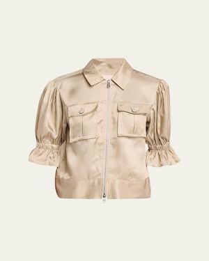 Cinq À Sept Holly Short-Sleeve Sateen Jacket - Natural