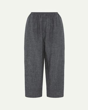 Eskandar Melange Linen Japanese Pants - Gray