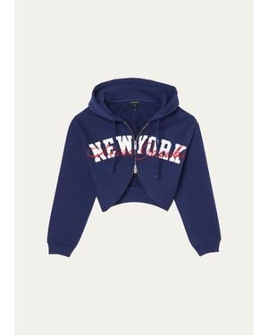 Marc Jacobs Canal Street Logo Crop Zip Hoodie - Blue