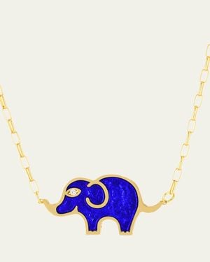 Audrey C. Jewelry Elephant Enamel Pendant Necklace - Blue