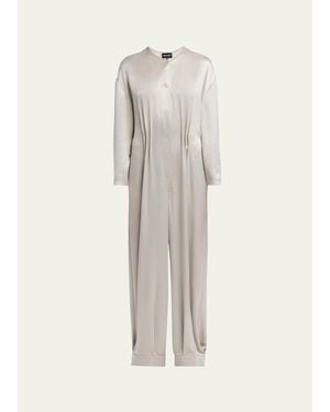Giorgio Armani Loose Long Sleeve Jumpsuit - Natural