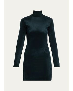 Alaïa Chenille Long-Sleeve Mini Dress - Blue