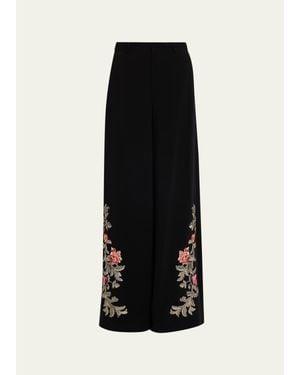 Cinq À Sept Rococo Embroidered Pants - Black