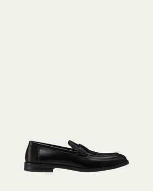 Stuart Weitzman Club Brushed Leather Slip-On Loafers - White