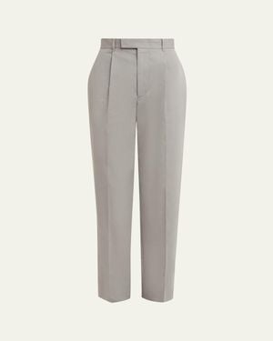 Jil Sander Pleated Cotton Straight-Leg Pants - Gray
