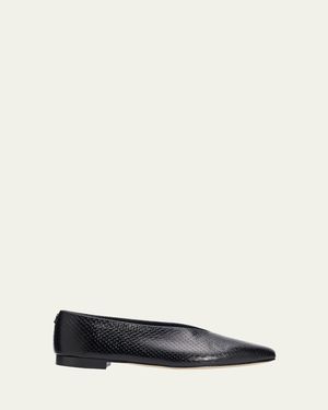 Jimmy Choo Margot Embossed Leather Ballerina Flats - White