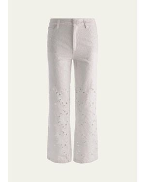 Alice + Olivia Chic Laser-Cut Jeans - White