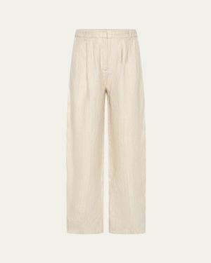 Posse Lucille Pinstripe Linen Pants - Natural