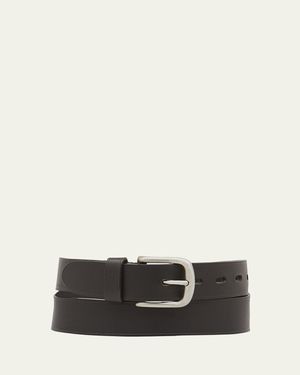Il Bisonte Classic Cowhide Leather Belt - White