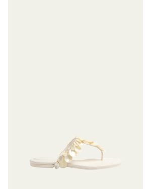 Jonathan Simkhai Elin Shell Leather Thong Sandals - Natural