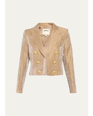 L'Agence Inez Cropped Metallic Blazer - Natural