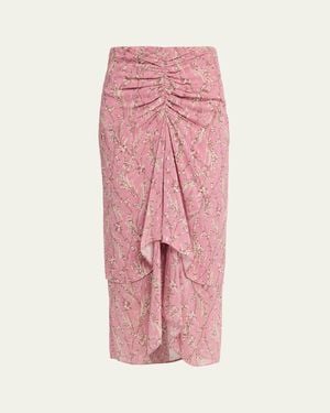 Veronica Beard Sira Floral Chiffon Skirt - Pink