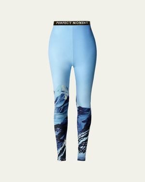 Perfect Moment Jacquard Base Layer Ski Leggings - Blue