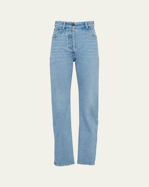 Prada Denim Bleached Straight Leg Pants - Blue