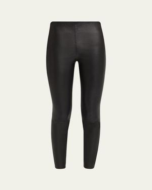 Alice + Olivia Lennox Mid-Rise Leather Leggings - Black