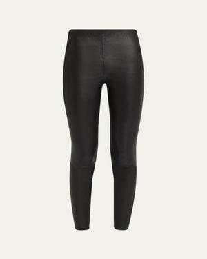 Alice + Olivia Lennox Mid-Rise Leather Leggings - Black