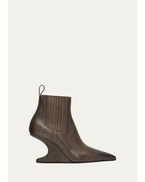 Rick Owens 80Mm Cantilever Leather Ankle Boots - White