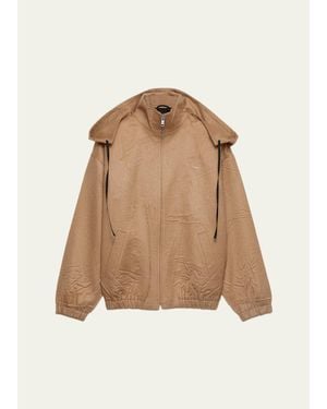 Prada Brushed Zip-Up Hoodie - Natural