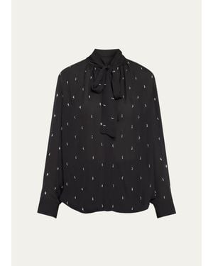 A.L.C. Vivi Embellished Tie-Neck Blouse - Black