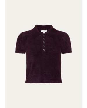 L'Agence Cirrus Crop Polo Shirt - Purple