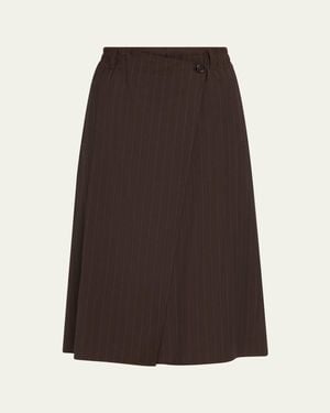 6397 Pinstripe Wrap Shorts - Brown
