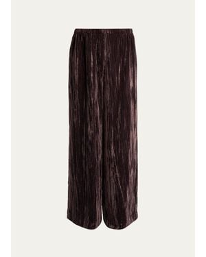 Proenza Schouler Meadow Crushed-Velvet Straight-Leg Pants - Brown