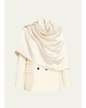 Maria McManus Draped Satin Cloak Double-Breasted Blazer - Natural