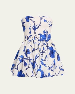 Cara Cara Swan Strapless Mini Bubble Dress - Blue