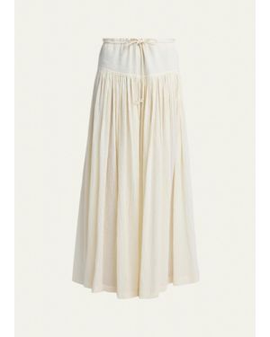 The Row Berenice Cotton Gauze Wide-Leg Skirt Pants - White