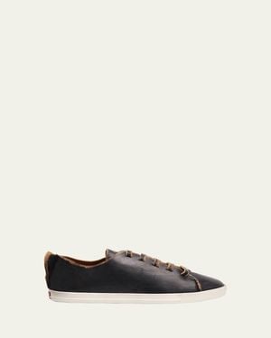 Prada Distressed Low-Top Leather Sneakers - White