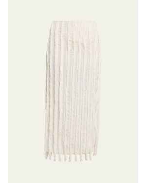 Zankov Merino Wool/Silk Pleated Maxi Skirt - Natural