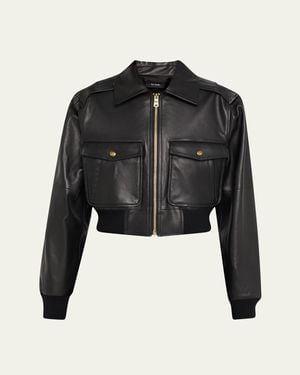 Willy Chavarria Cropped Leather Jacket - Black