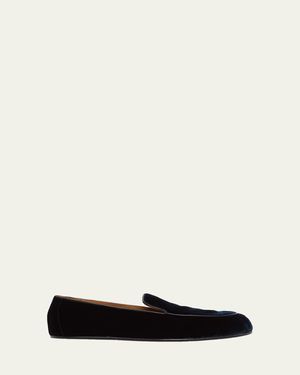 Tom Ford Leo Velvet Apron-Toe Slippers - White