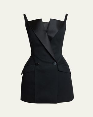 Givenchy Sleeveless Raw-Edge Tuxedo Mini Dress - Black