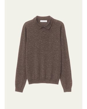 Iris Von Arnim Wool, Silk And Linen Long-Sleeve Polo Shirt - Brown