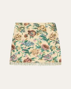 Kobi Halperin Celia Floral Fringe Cotton-Blend Miniskirt - Metallic