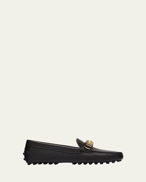 Tod's Gommino Cavillon Leather Rings Driver Loafers - White