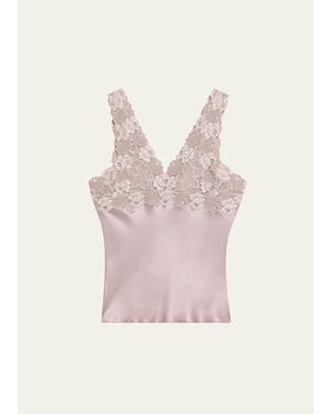Natori Rose Parfait Lace & Silk Tank - Pink