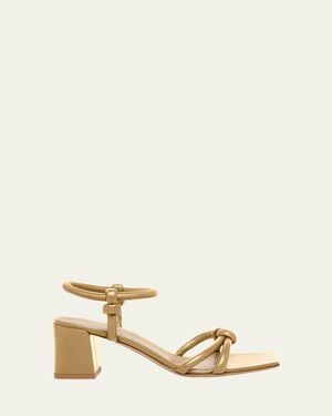 Gianvito Rossi Leather Knot Ankle-Strap Sandals - Natural