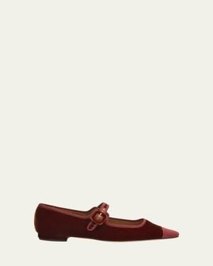 Alexandre Birman Jada Velvet Mary Jane Ballerina Flats - Brown