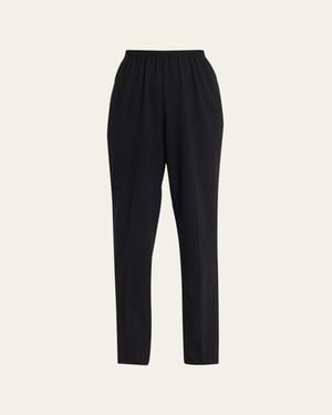 Eskandar Narrow Elastic Waist Wool Pants - Blue