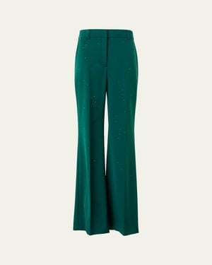 Akris Florine Swarovski Stars Silk Crepe Pants - Green