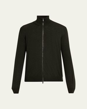 Massimo Alba Noel Wool And Cotton Full-Zip Sweater - Black