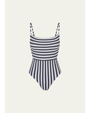 Anemos Mixed Stripes Square-Neck One-Piece Swimsuit - Blue