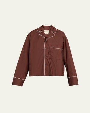 Plan C Peplum Straight-Leg Crop Pants - Red