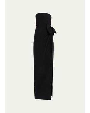 Michael Kors Strapless Wobroad Wool Origami Bow Column Gown - Black
